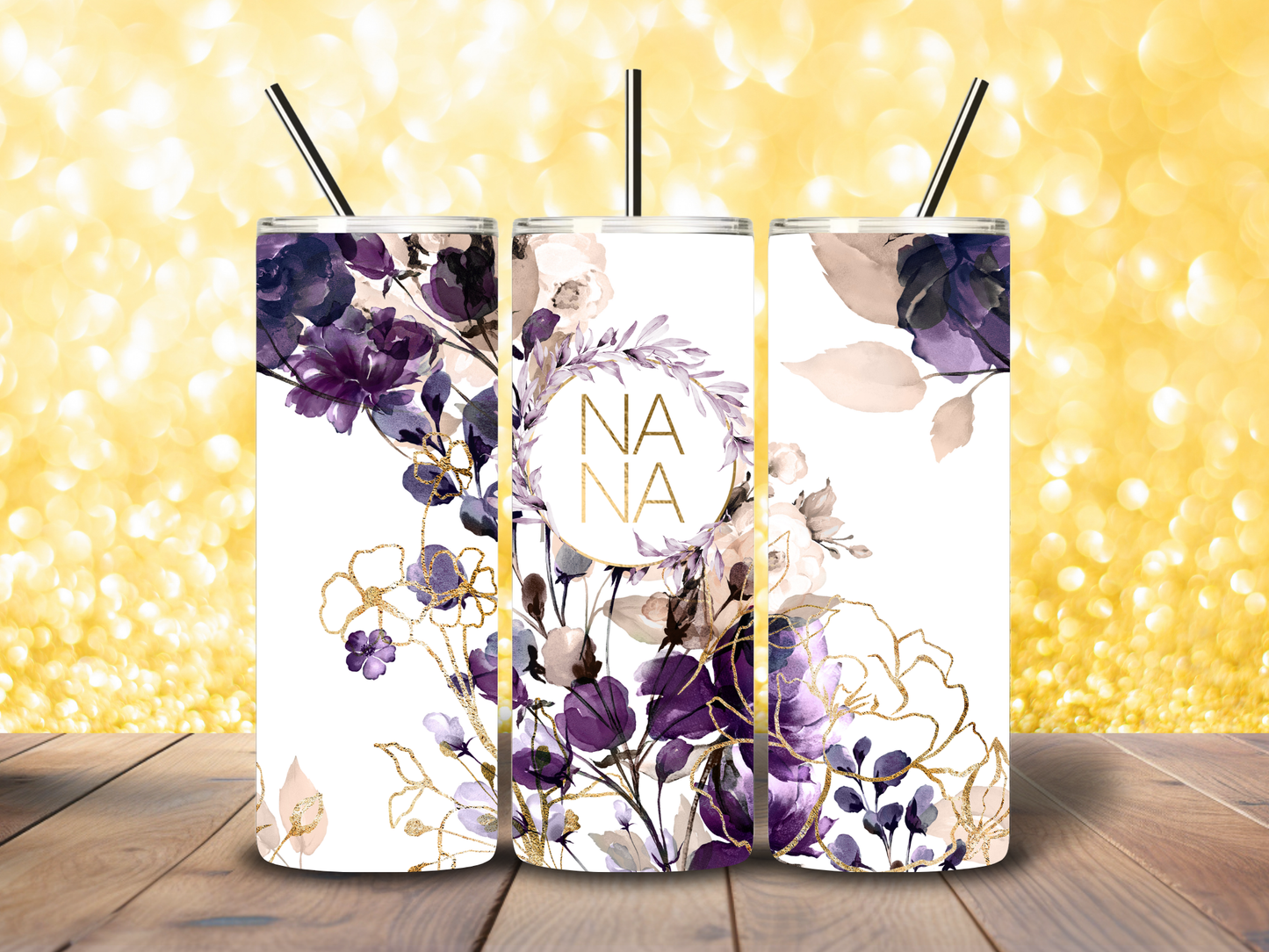 20oz "Nana" with purple flowers Tumbler