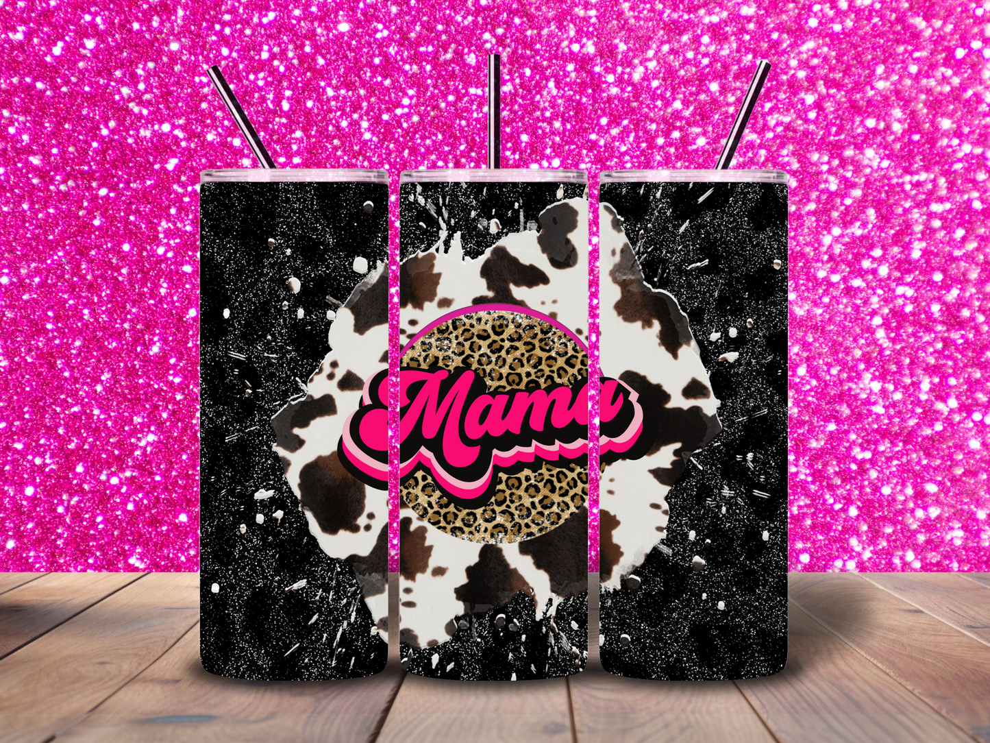 20oz "Mam" Hot Pink & Leopard Tumbler