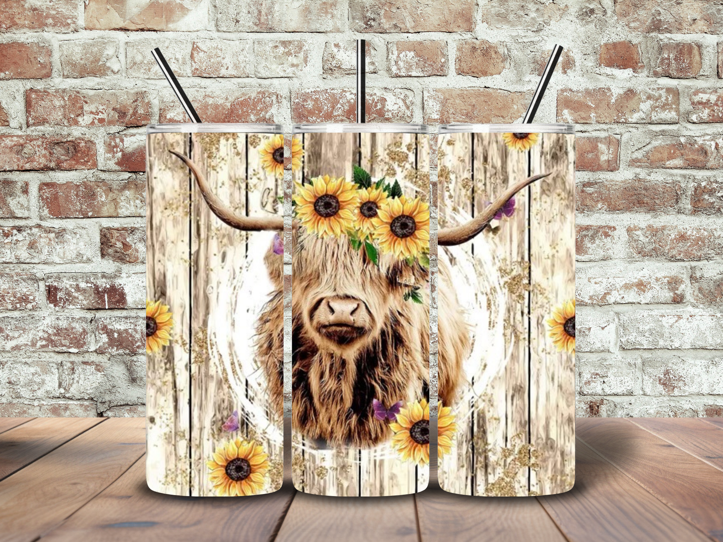 20oz Highland Cow & Sunflowers Tumbler