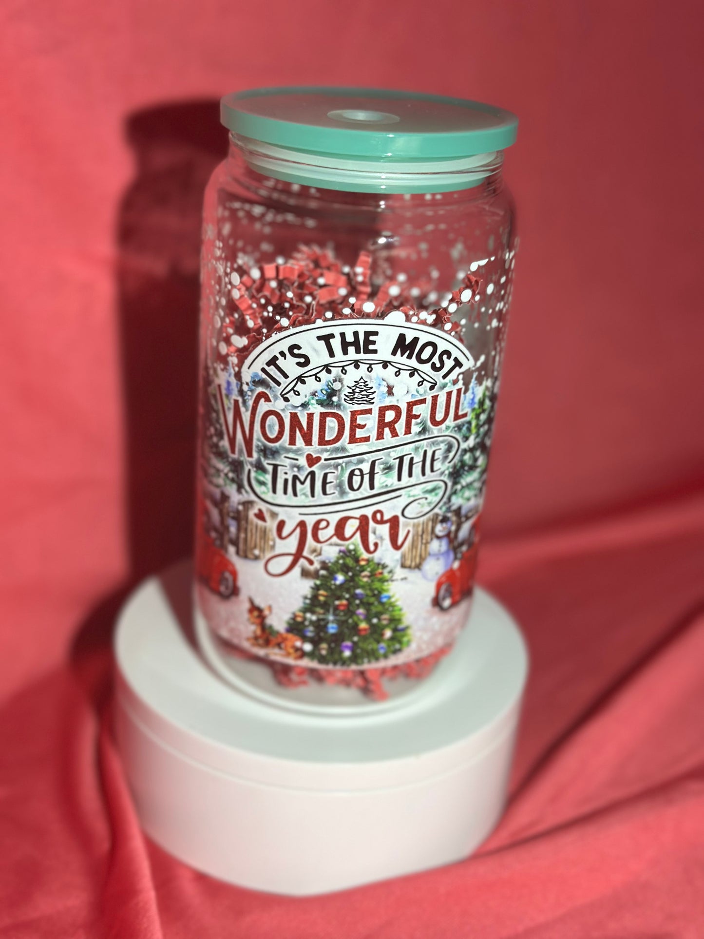 16oz Glass Can Tumbler - It’s the most wonderful time of the year