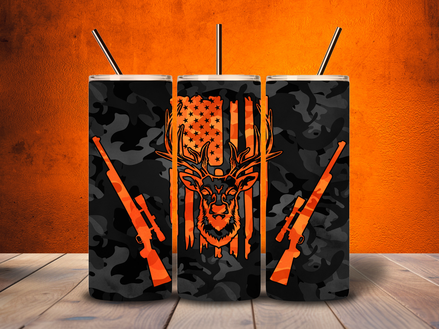 20oz Black & Orange -Bucks and Rifles Tumbler