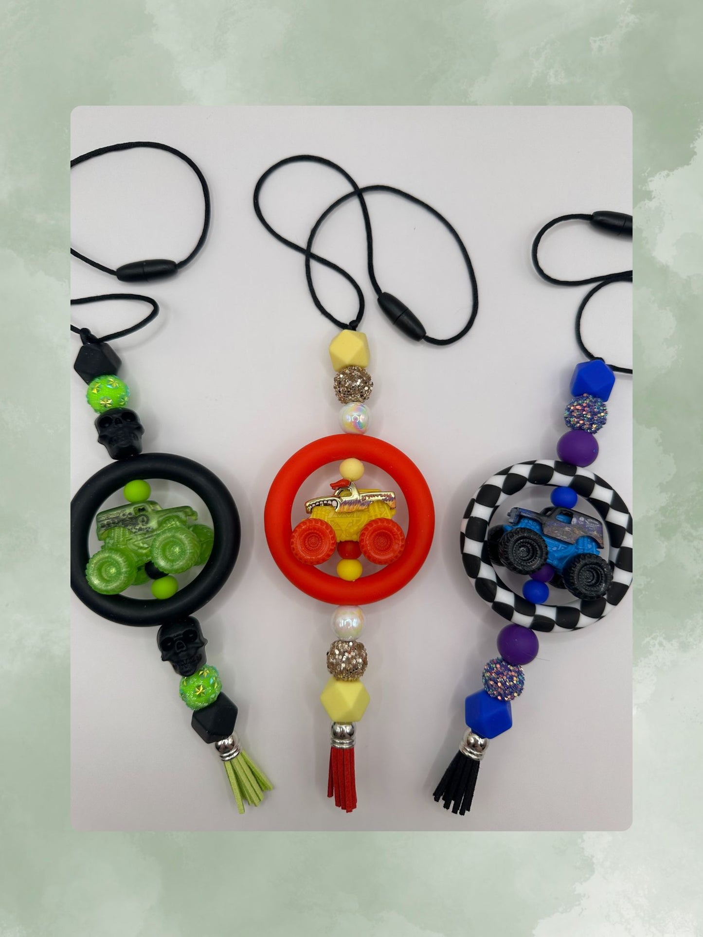 Beaded Monster Truck Car Mirror Hanger