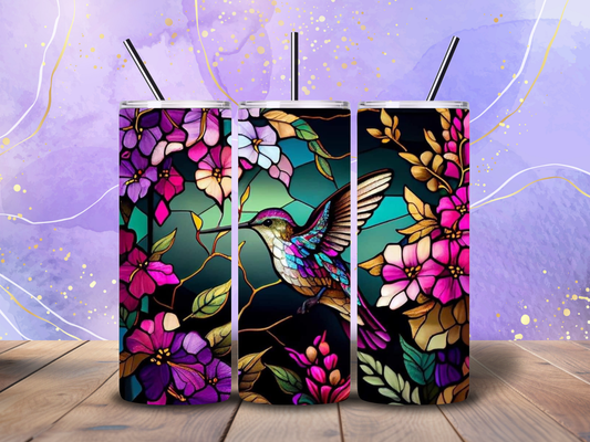 20oz Stained-glass Hummingbird Tumbler