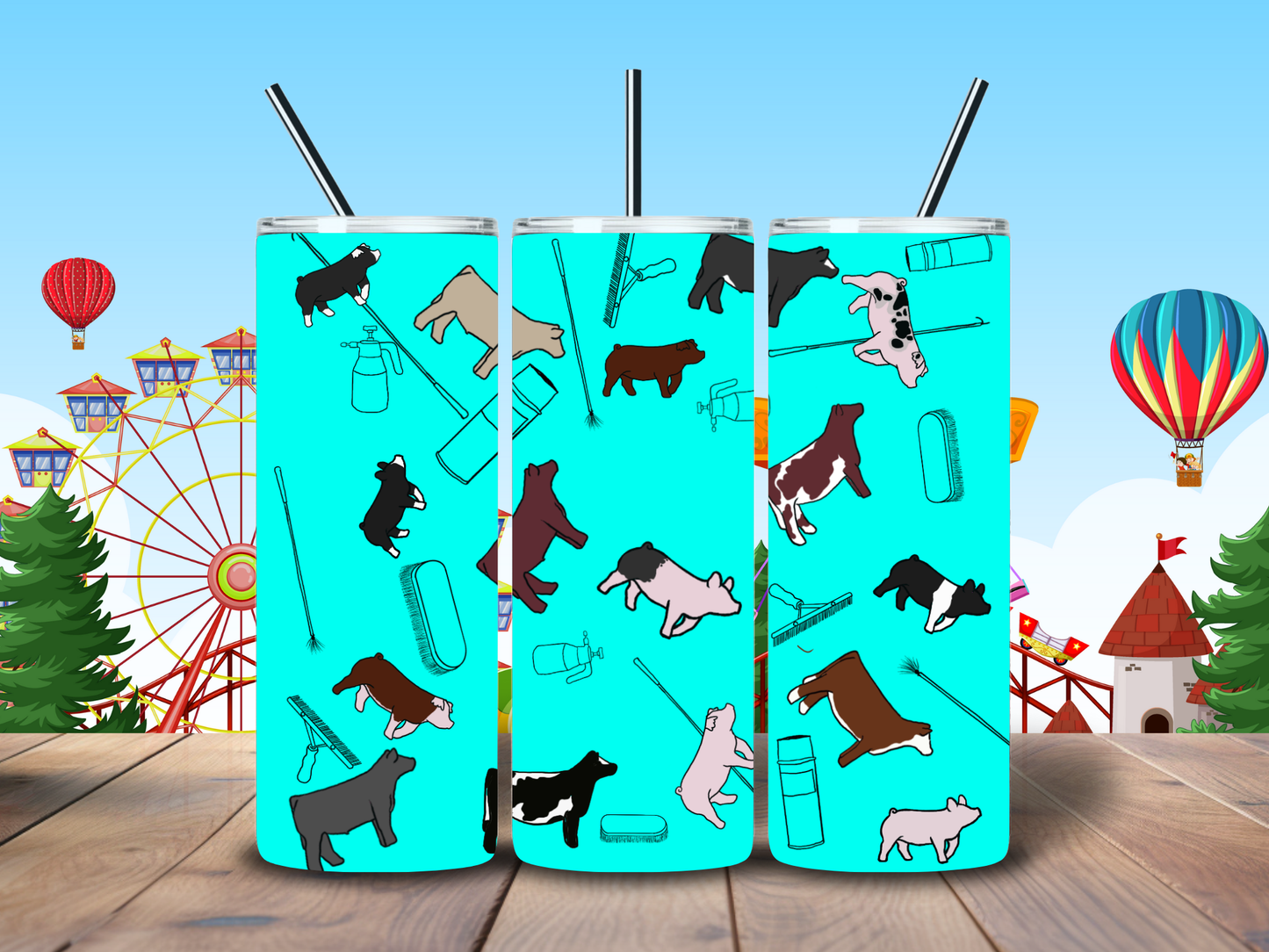 20oz Fair time for the Cows tumbler