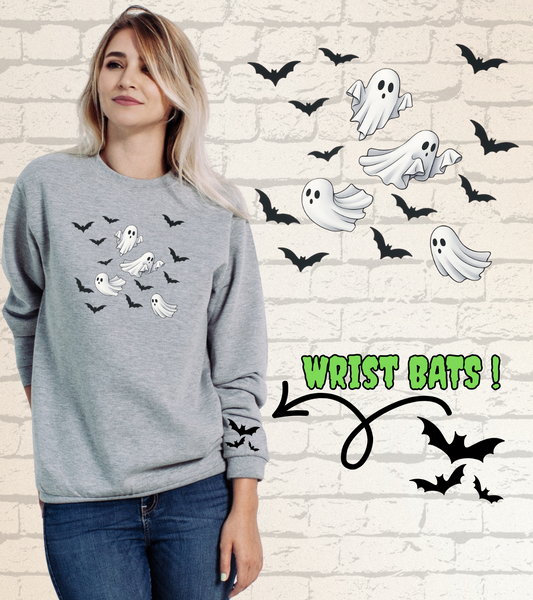Ghosts & Bats oh My Sweatshirt with Bats on Sleeve