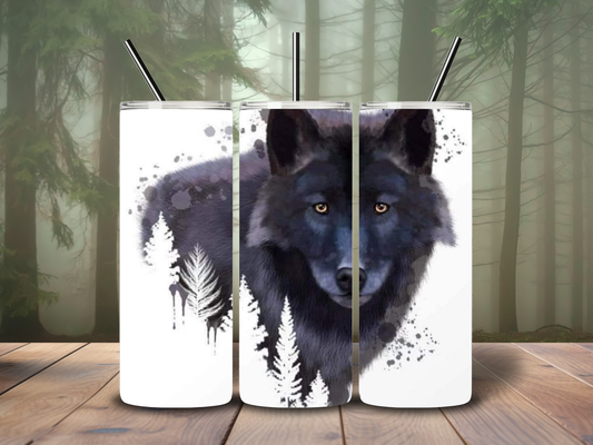 20oz Black Wolf Tumbler