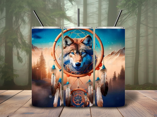 20oz Dream Catcher Wolf Tumbler