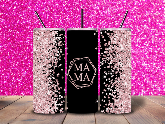 20oz "Mama" Rose Gold & Black Tumbler