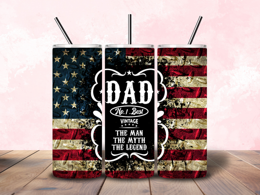 20oz "Dad No. 1 Best" American Flag Tumbler
