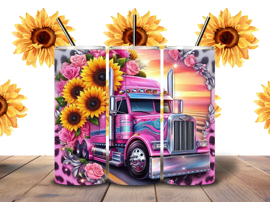 20oz Sunflower & Semi Tumbler