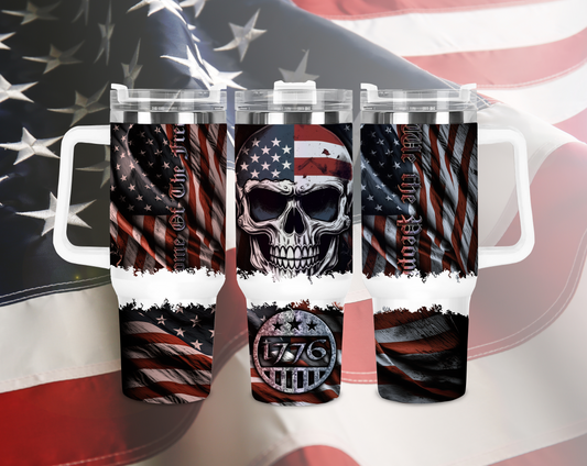 40oz "1776" Skull & American Flag Tumbler