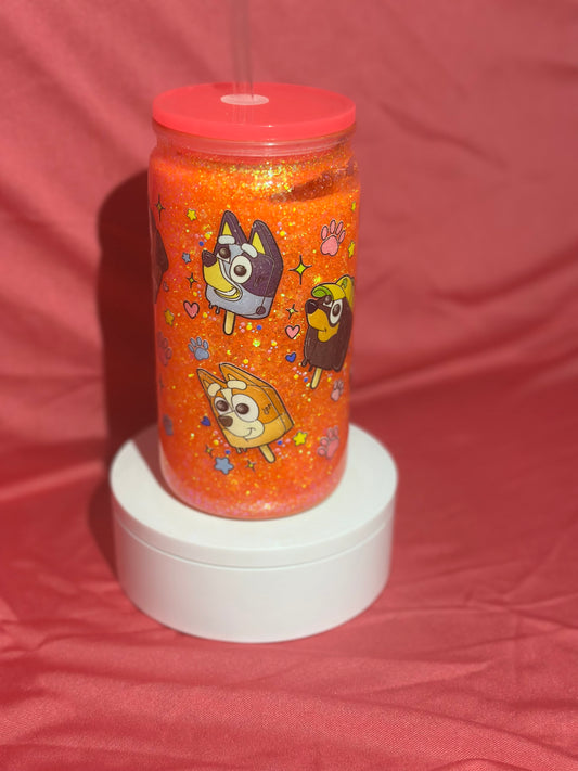 16oz Blue Dog & Friends popsicle Snow globe Can