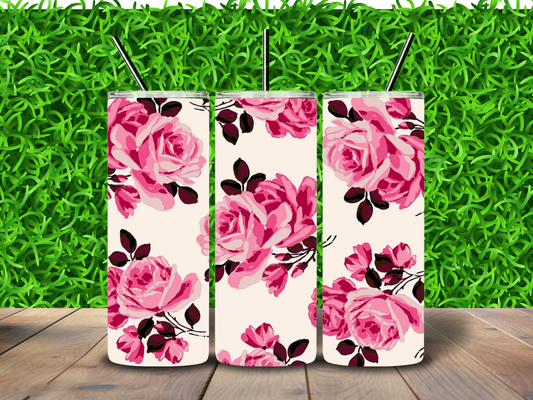 20oz Pink Roses Tumbler