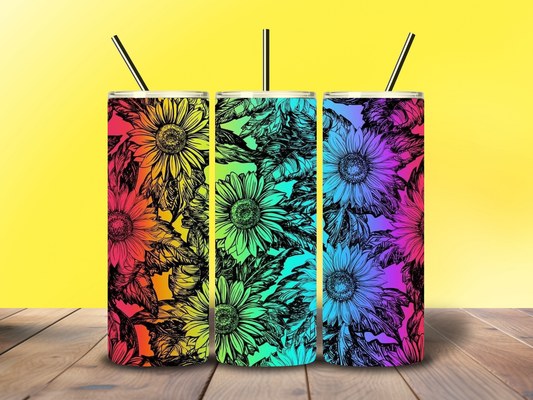 20oz Rainbow Sunflowers Tumbler