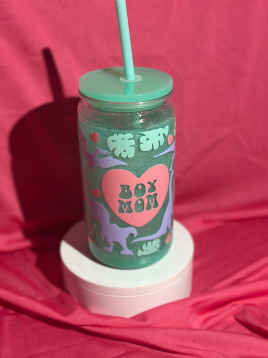 16oz Boy Mom & Dino’s Snow globe Can