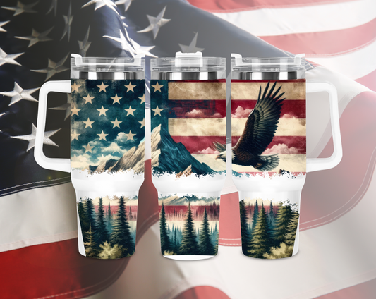 40oz American Flag & Eagle Tumbler