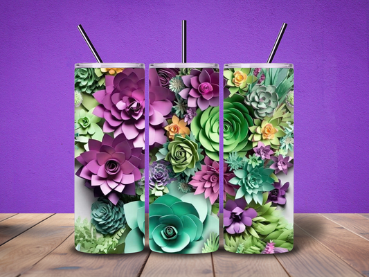 20oz 3D Floral Print Tumbler