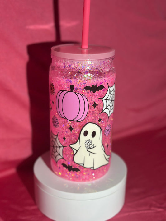 16oz Pink Ghosty Snow Globe Can
