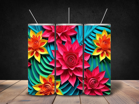 20oz 3D Tropical Floral Tumbler