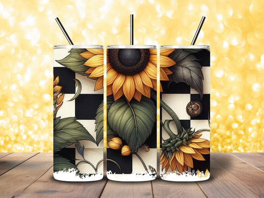20oz Sunflowers & Checkered Tumbler