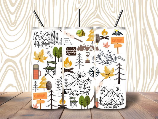 20oz Camping Print Tumbler