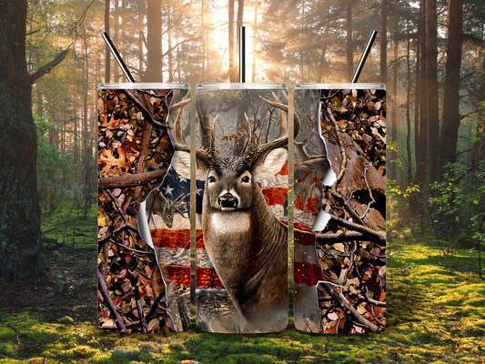 20oz Large Buck & Flag Tumbler