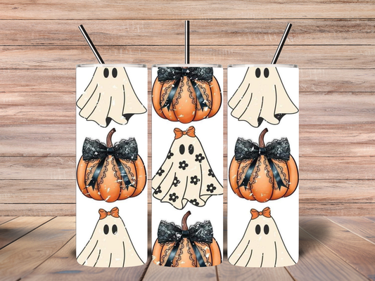 20oz Ghosty Pumpkins & Bows Tumbler