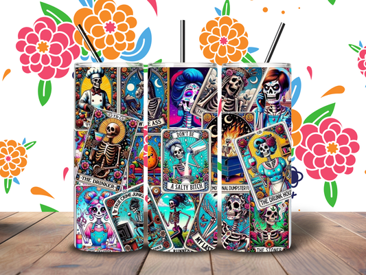 20oz Funny Saying Skull Tarot Cards Tumbler