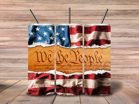 20oz "We the People" Flag & Scroll Tumbler