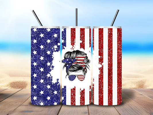 20oz American Flag Girl Tumbler