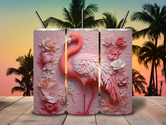 20oz Flamingo & Flowers Tumbler