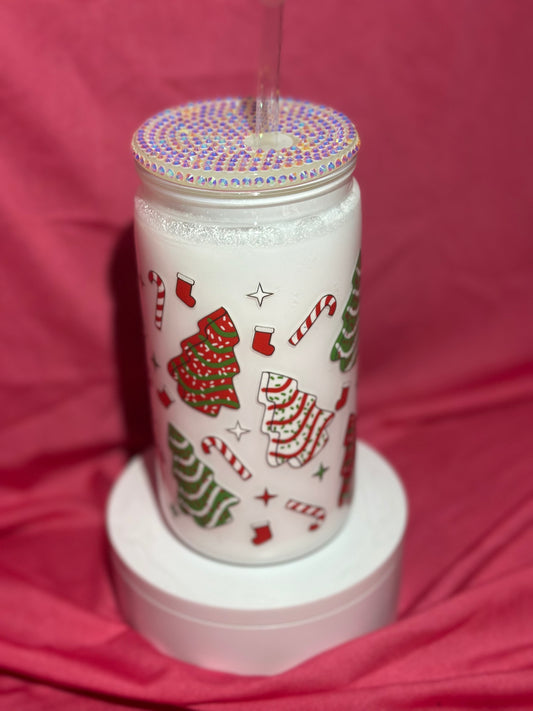 16oz Christmas Tree Cakes & Milk Can tumbler
