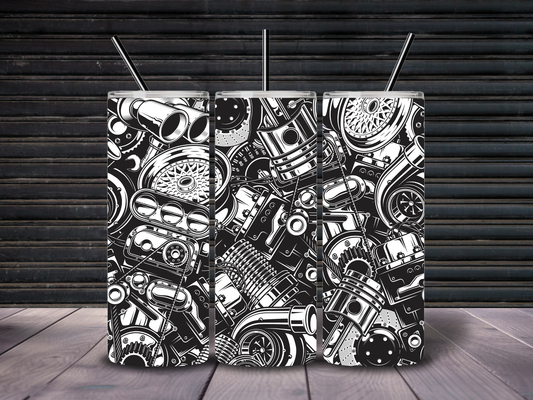 20oz Silver -Car & Engine Tumbler