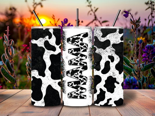 20oz "Mama" Cow print Tumbler