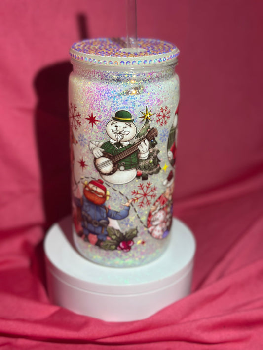 16oz Christmas Classic with Bedazzled lid Snow globe tumbler