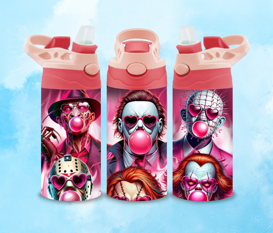 Bubble Gum Horror Dudes 12oz Flip Top Kids water bottle