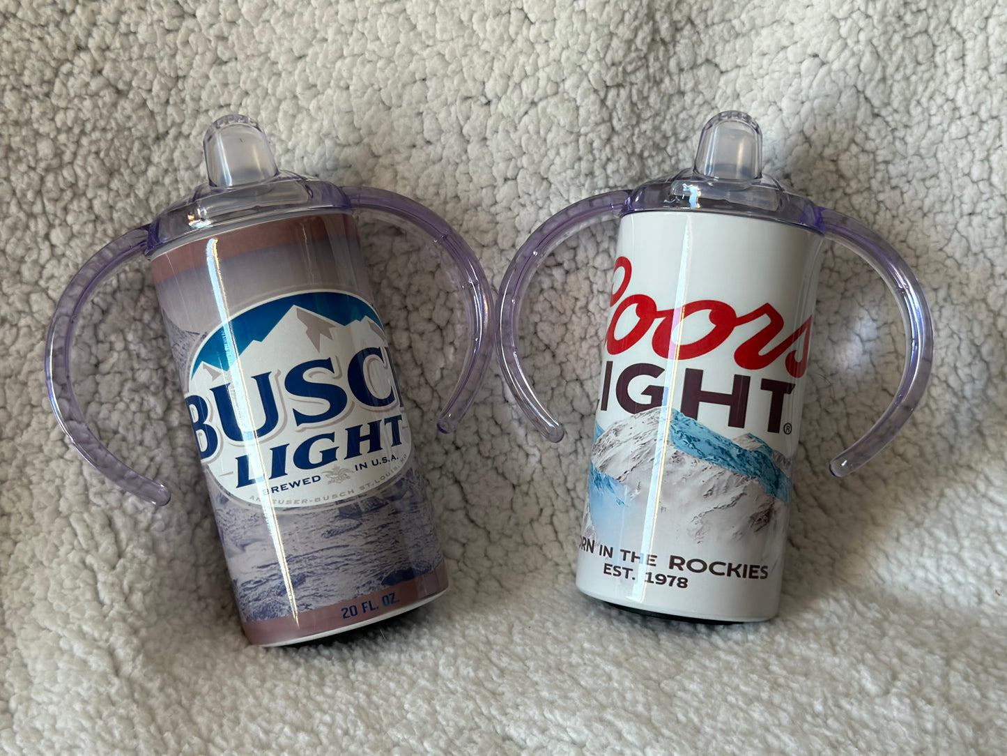 12oz "Busch Light" Or "Coors Light" Baby Sippy Cup