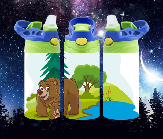Happy Bears 12oz Flip Top kids water Bottle